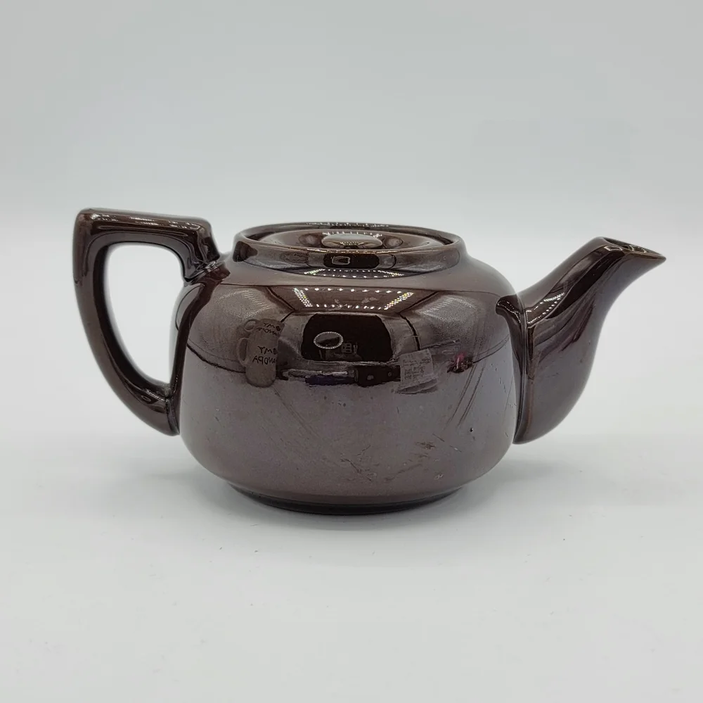 Japanese Dark Glaze Stoneware Tea for One Teapot 1940s-1950s Mid-Century Vintage